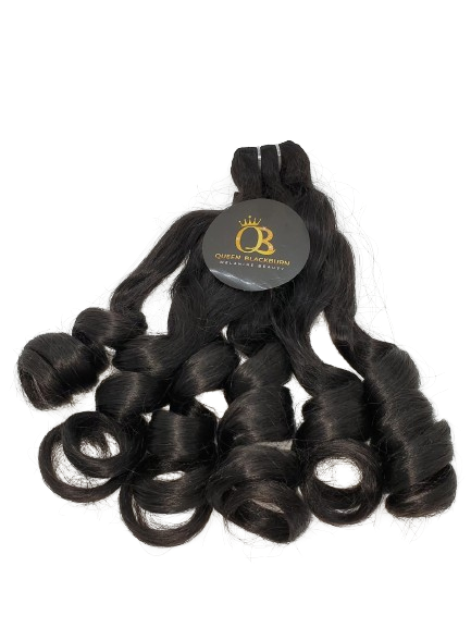 BUNDLE - 100% Human Hair, Color: Natural, Texture: Bouncy Curly, Length: 14" - 22"