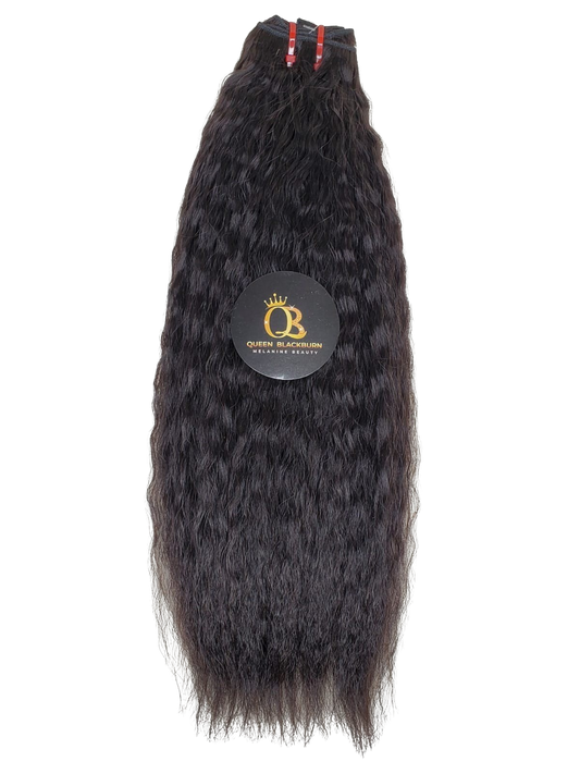 BUNDLE -  100% Human Hair, Color: Natural, Texture: Kinky Straight, Length: 16" - 24"